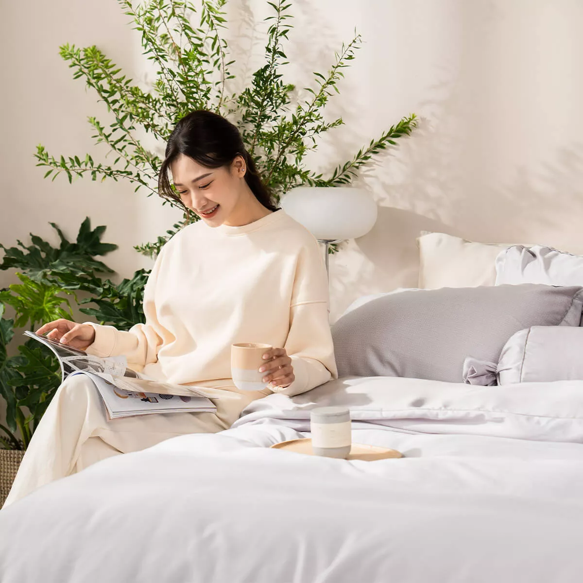 Bộ chăn ga phủ chần Lụa Tencel cao cấp Amando Élan 5 chi tiết TC001 - Ảnh 8