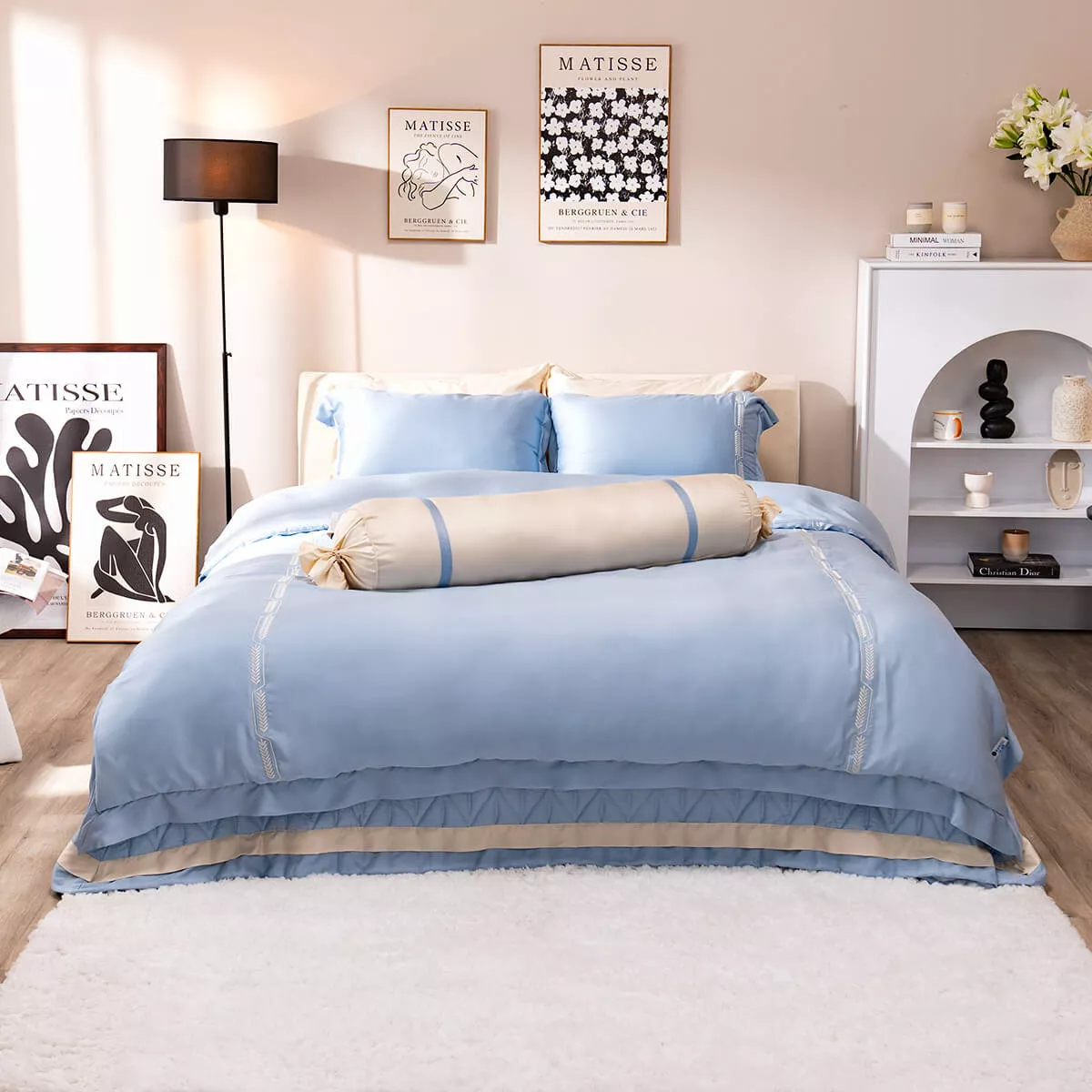 Bộ Chăn ga lụa tencel cao cấp Amando Soulmate 7 chi tiết màu Xanh - Ảnh 3