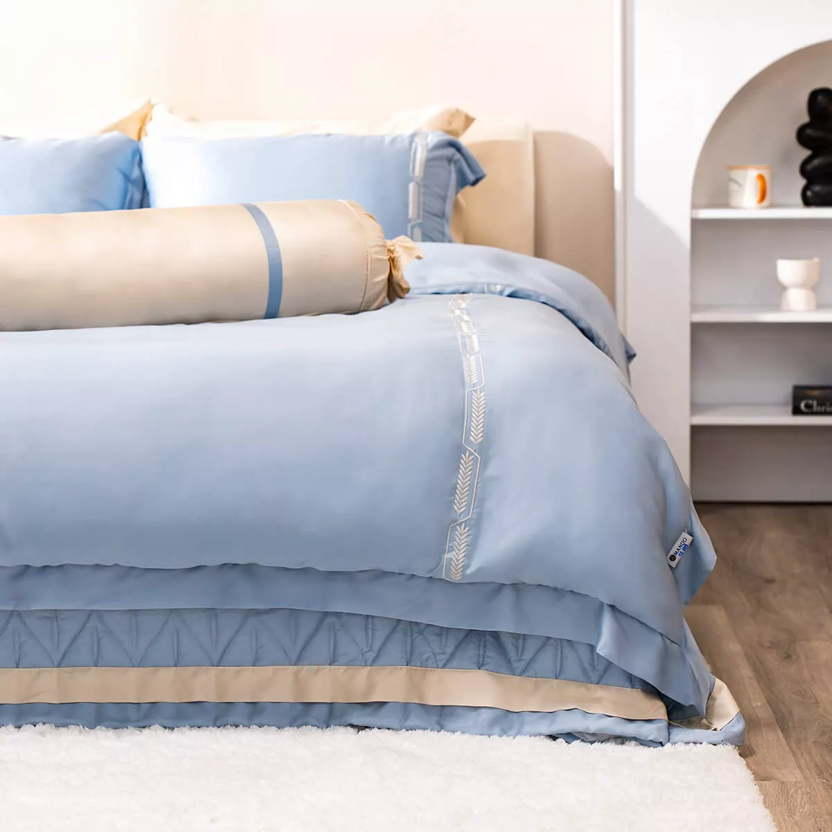 Bộ Chăn ga lụa tencel cao cấp Amando Soulmate 7 chi tiết màu Xanh - Ảnh 4