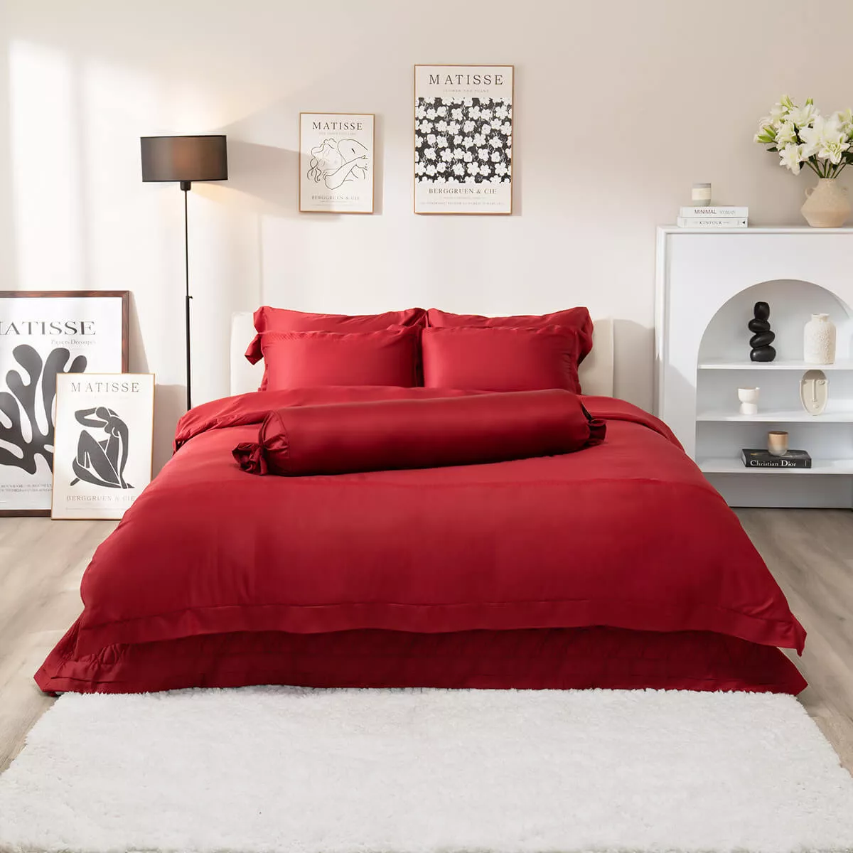 Bộ Chăn ga cưới lụa tencel cao cấp Amando Soulmate 7 chi tiết màu Đỏ - Ảnh 3