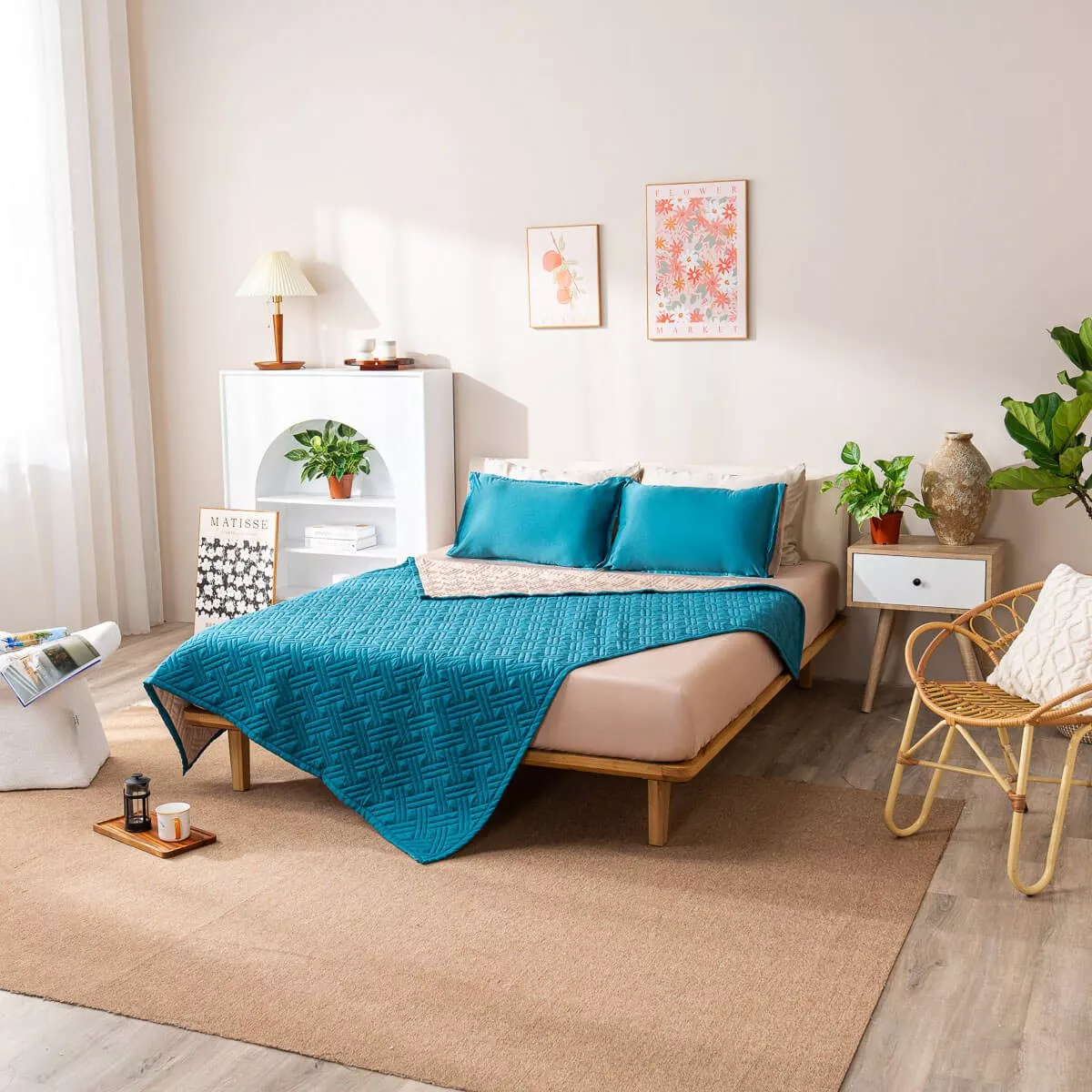 Bộ ga chun bốn mùa micro satin Goodnight Mori 3 Chi tiết - Ảnh 4