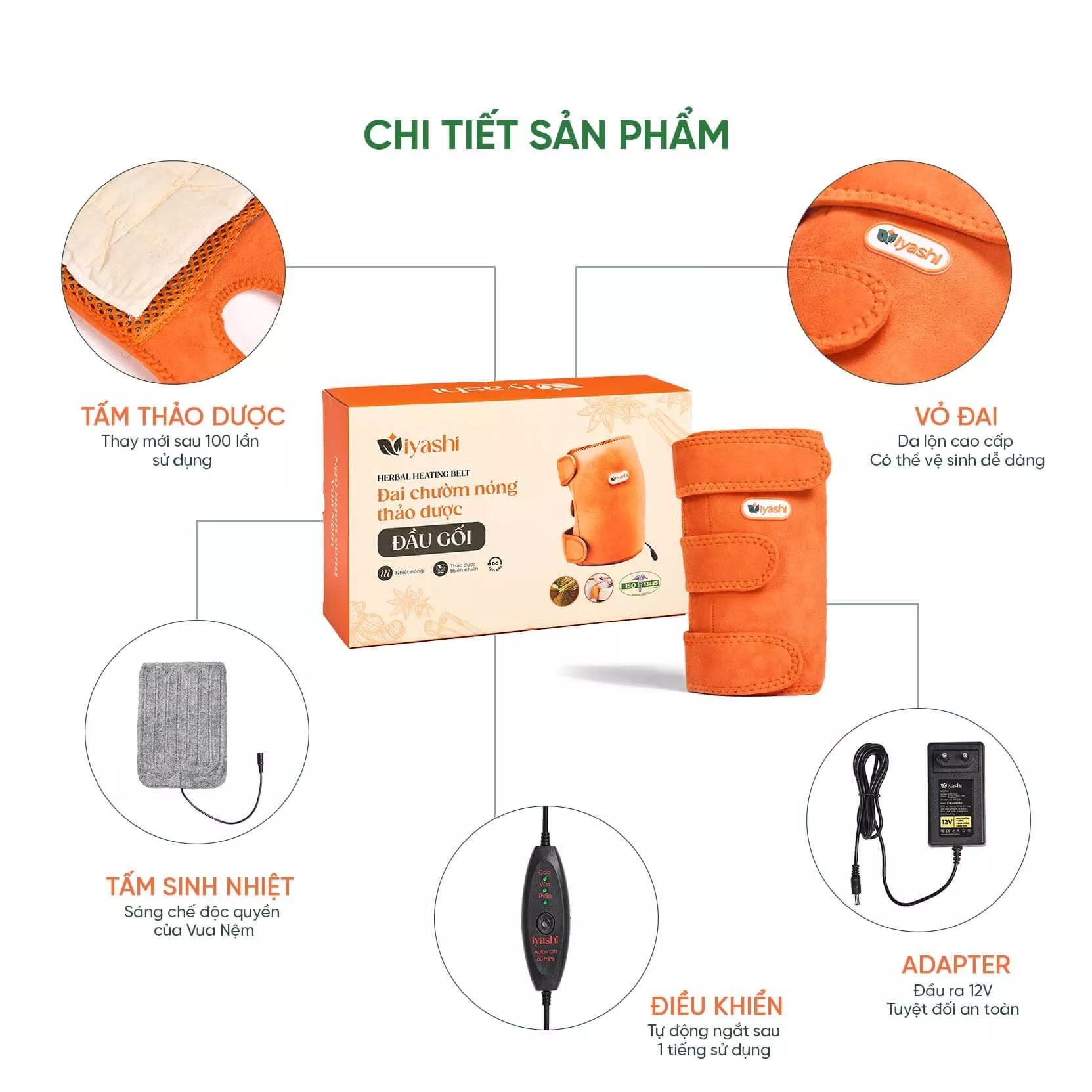 Iyashi Đai chườm thảo dược đầu gối - Ảnh 7