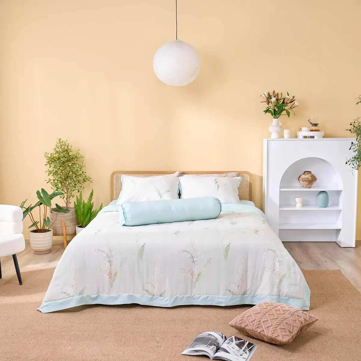 Bộ chăn ga phủ sợi gỗ thiên nhiên Amando Jamila 5 chi tiết LC009 - Ảnh 3