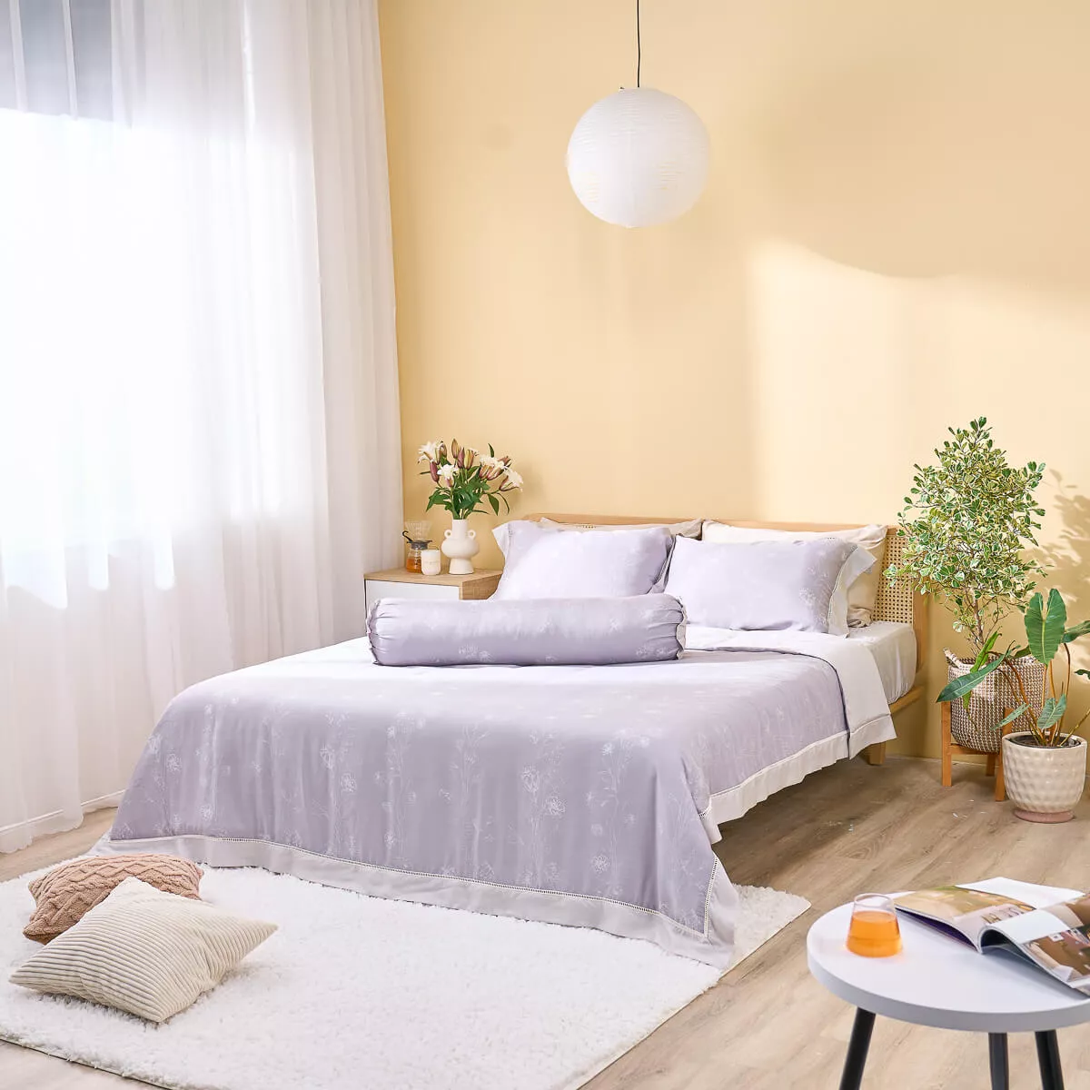 Bộ chăn ga chun sợi gỗ thiên nhiên Amando Jamila 5 chi tiết LC012 - Ảnh 4