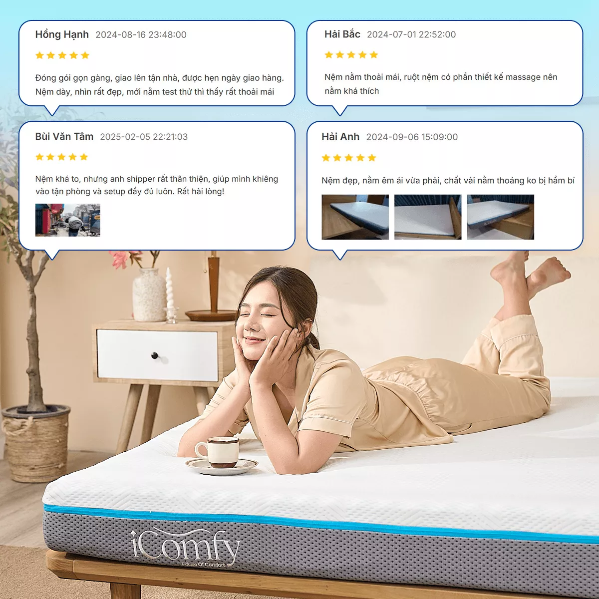 Nệm foam iComfy Coolax massage thoáng mát dày 15cm (BST Ngủ Mát) - Ảnh 7