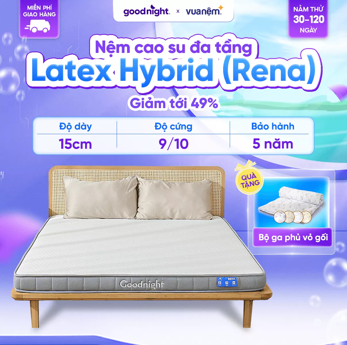 Nệm cao su đa tầng Goodnight Rena vững chắc, thông thoáng dày 10cm - Ảnh 3