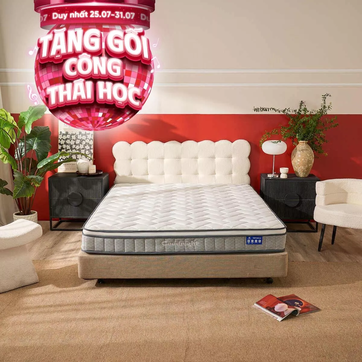 Nệm lò xo Goodnight SleepWave Hybrid (Sleep Wave 4.0) giảm tiếng ồn dày 20cm - Ảnh 2