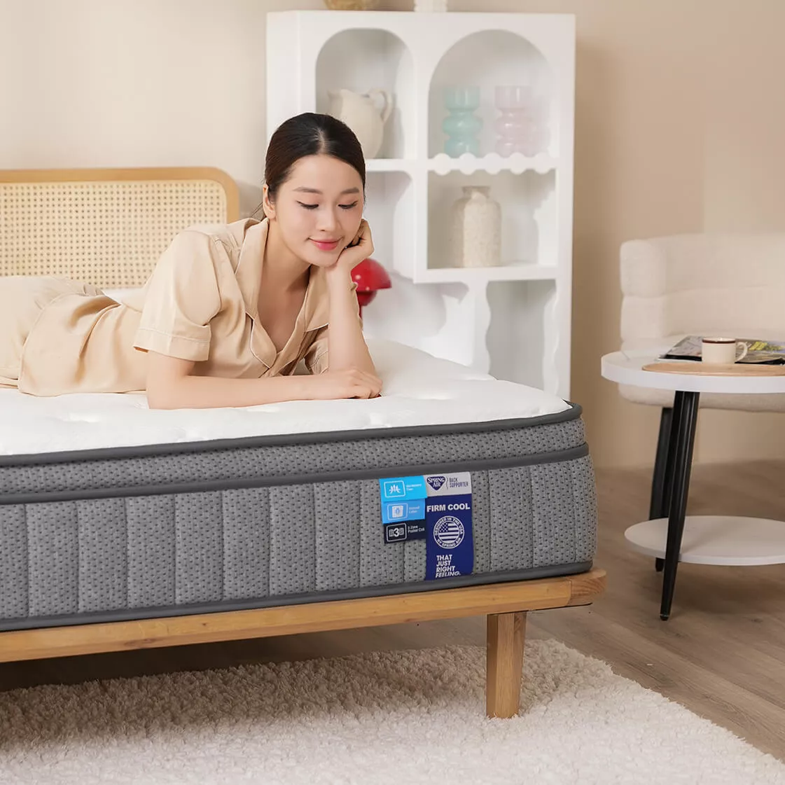 Nệm lò xo Spring Air Back Supporter Firm Cool nâng đỡ làm mát dày 26cm - Ảnh 6