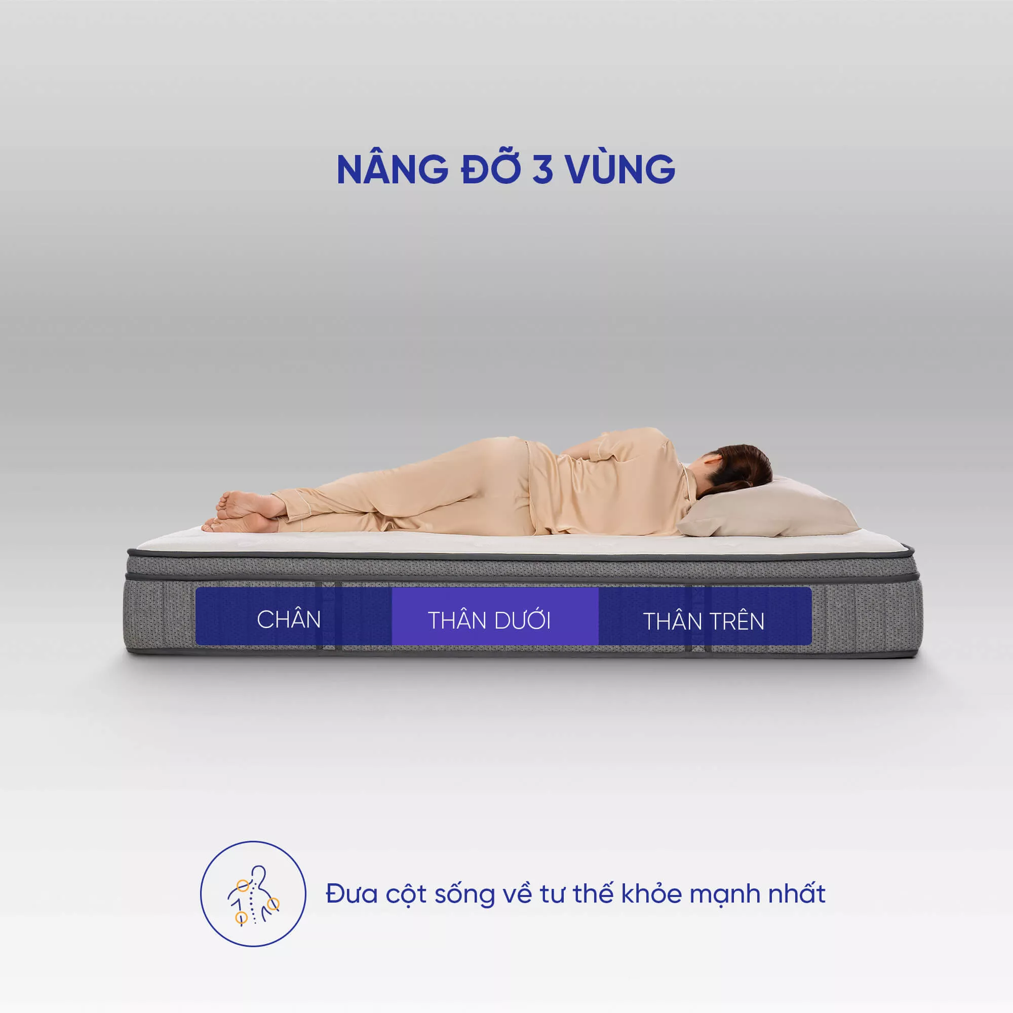 Nệm lò xo Spring Air Back Supporter Firm Cool nâng đỡ làm mát dày 26cm - Ảnh 9