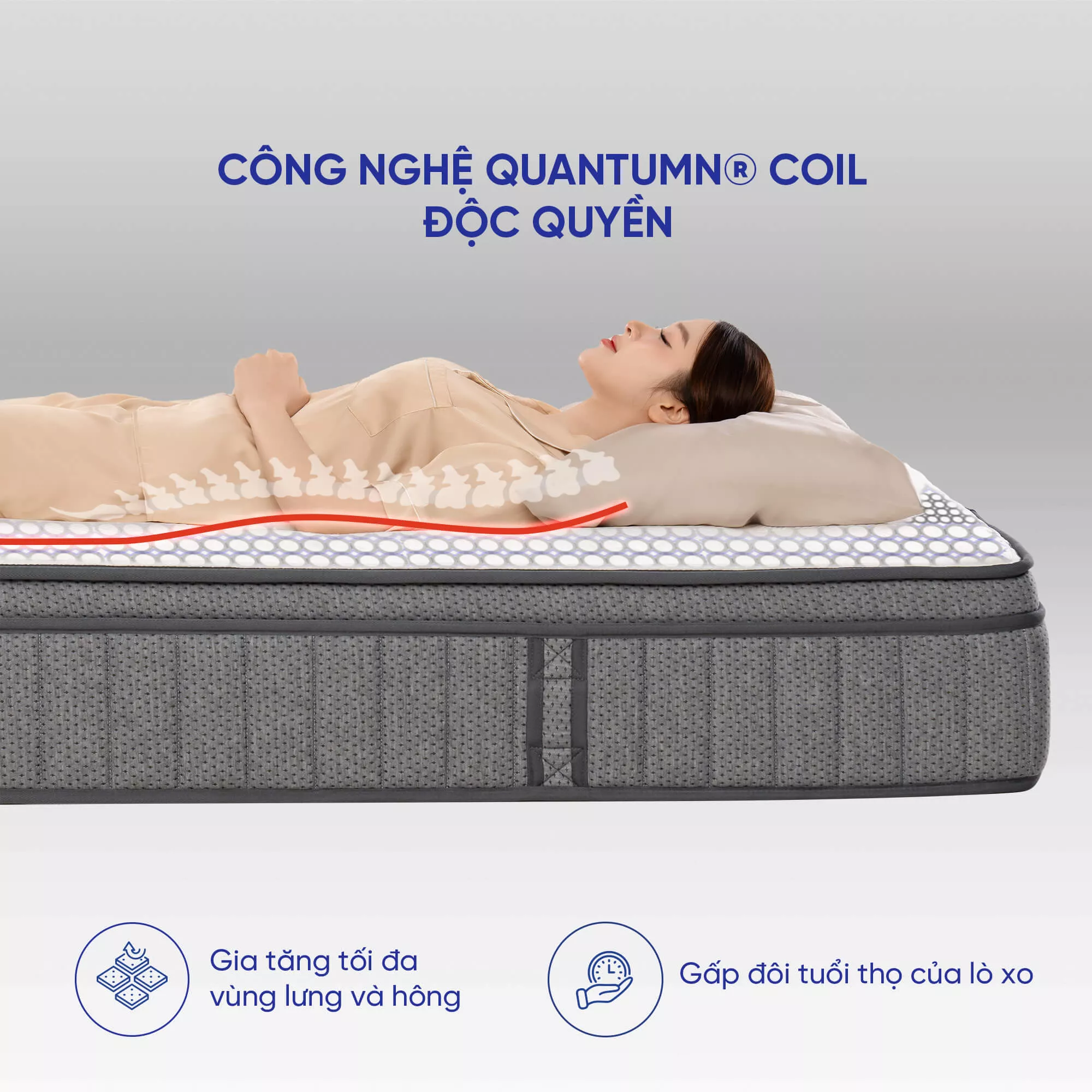 Nệm lò xo Spring Air Back Supporter Firm Cool nâng đỡ làm mát dày 26cm - Ảnh 12