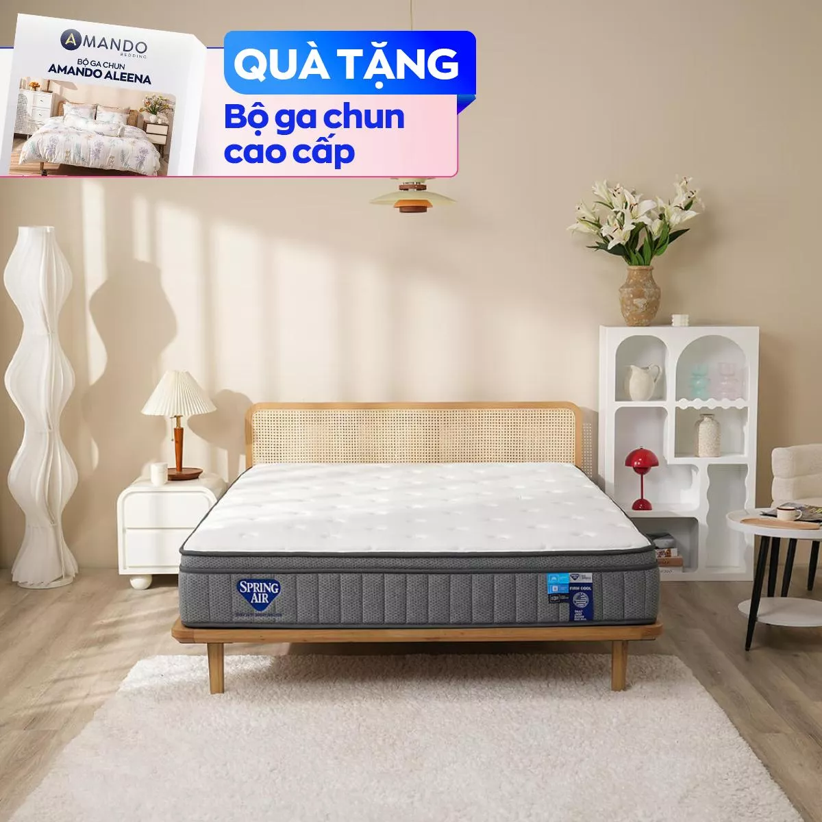 Nệm lò xo Spring Air Back Supporter Firm Cool nâng đỡ làm mát dày 26cm - Ảnh 2