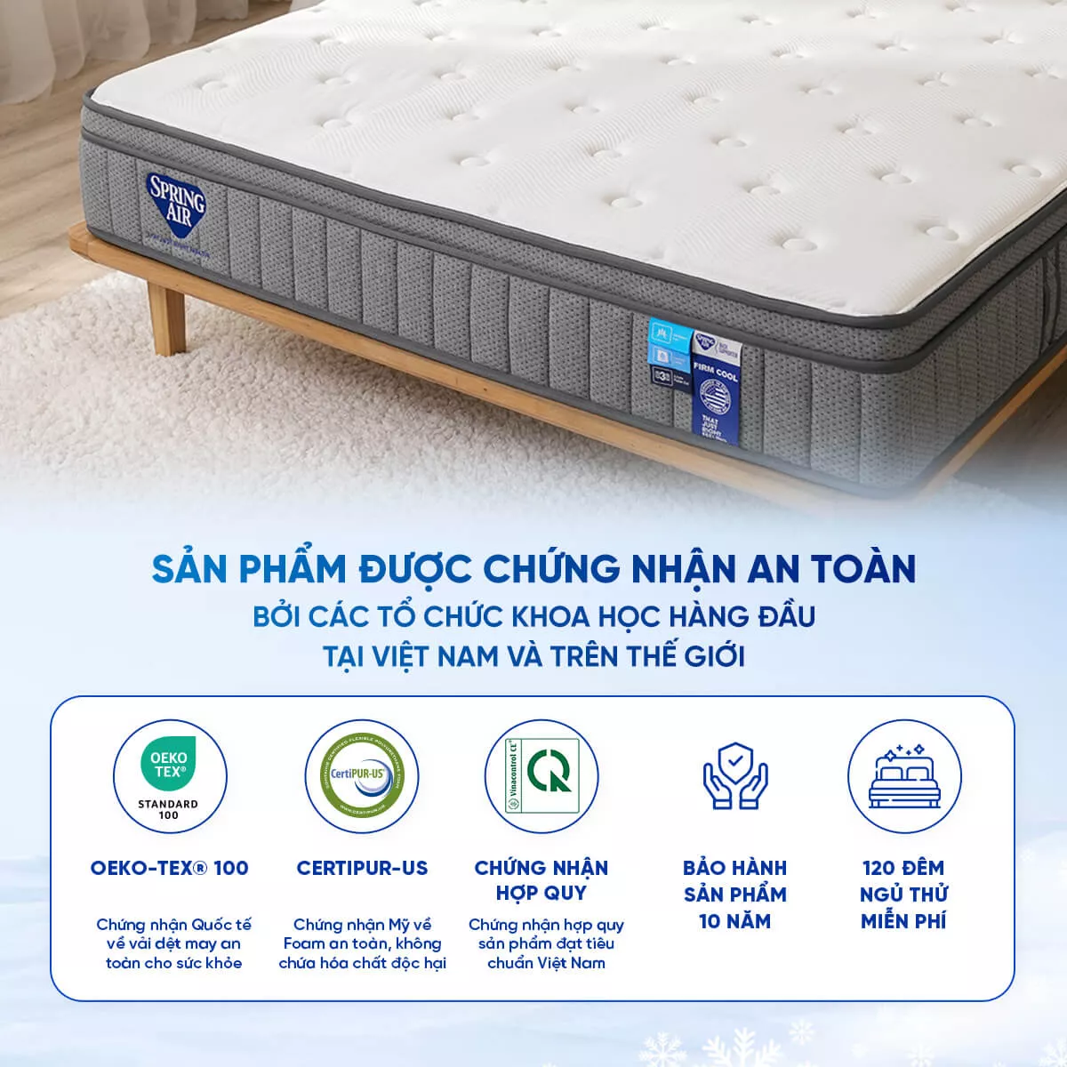 Nệm lò xo Spring Air Back Supporter Firm Cool nâng đỡ làm mát dày 26cm - Ảnh 11