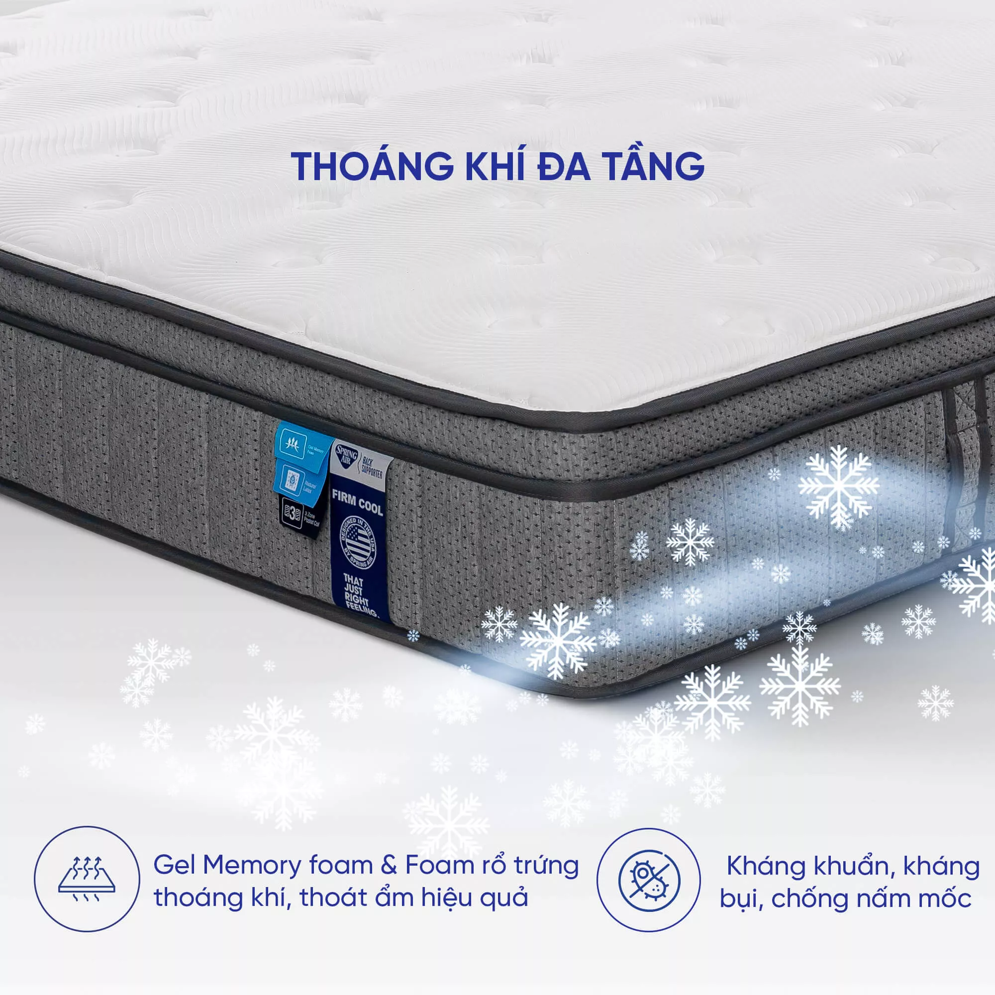 Nệm lò xo Spring Air Back Supporter Firm Cool nâng đỡ làm mát dày 26cm - Ảnh 10