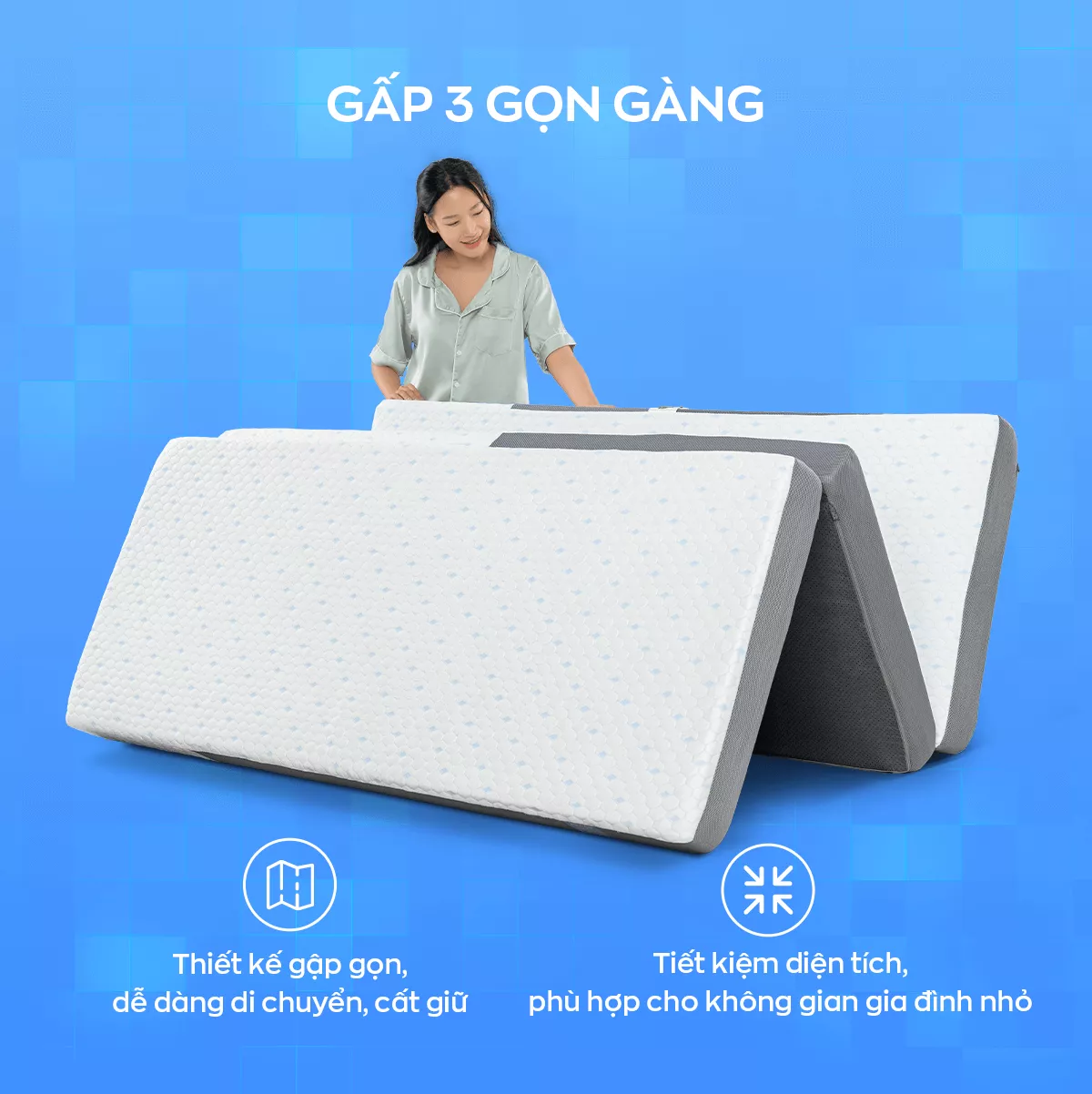 Nệm foam iComfy Fold 4.0 gấp 3 dày 12cm - Ảnh 8
