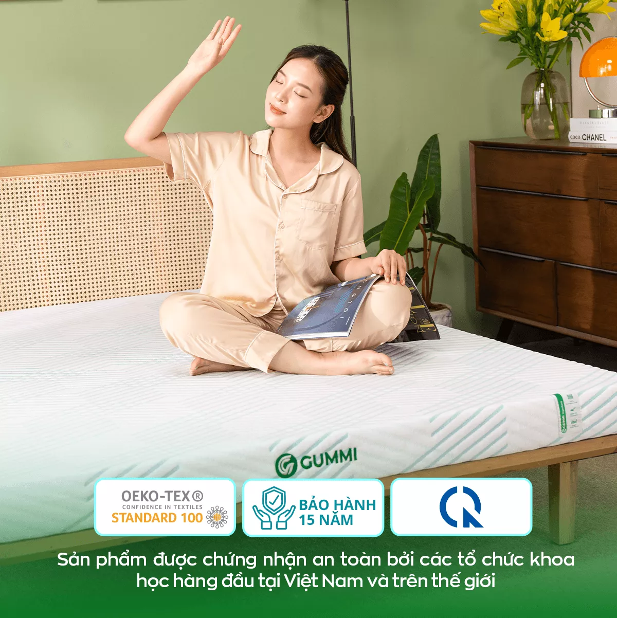 [Mở bán tặng bộ ga chun 1.8 triệu] Nệm cao su 100% thiên nhiên tinh chất trà xanh làm mát Gummi Signature - Ảnh 18
