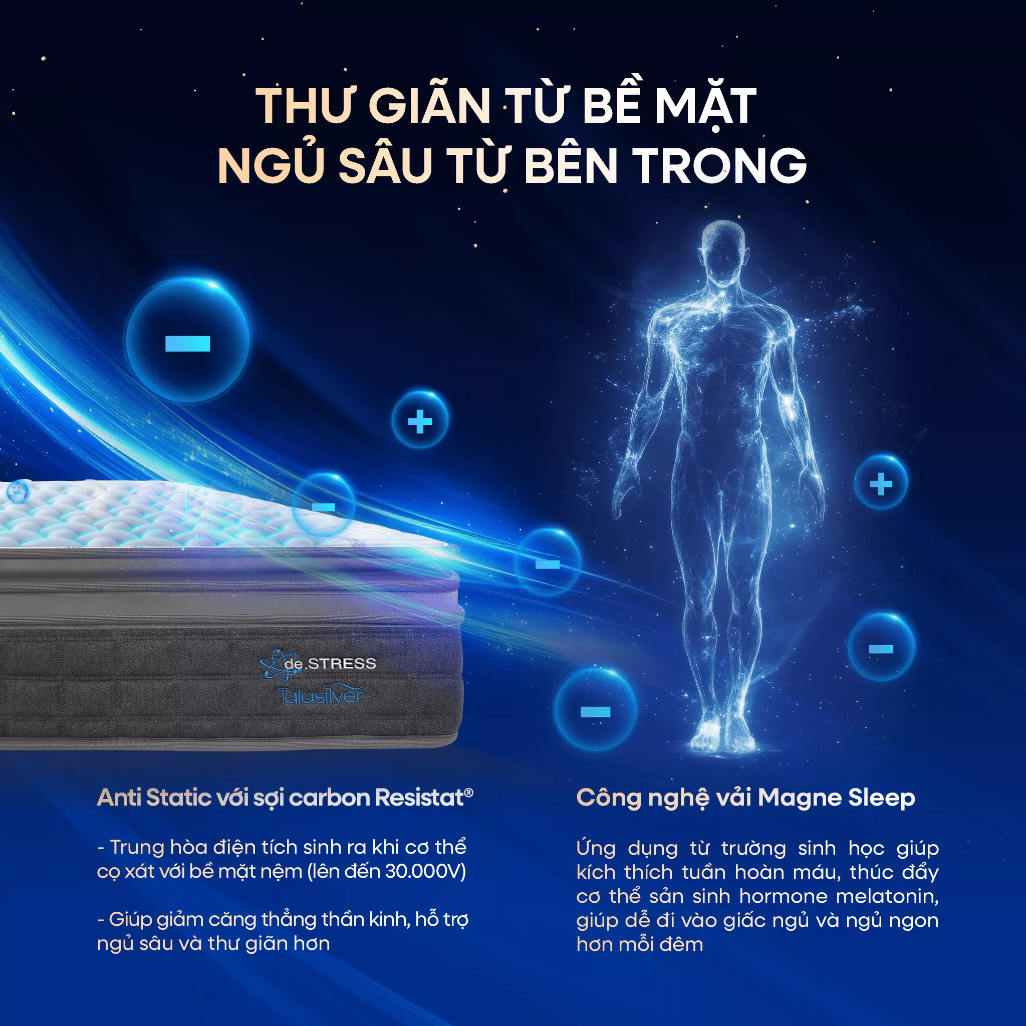 [Mới - Độc quyền] Nệm lò xo độc lập phân 5 vùng nâng đỡ chuyên sâu Dunlopillo de.Stress Release - Ảnh 12